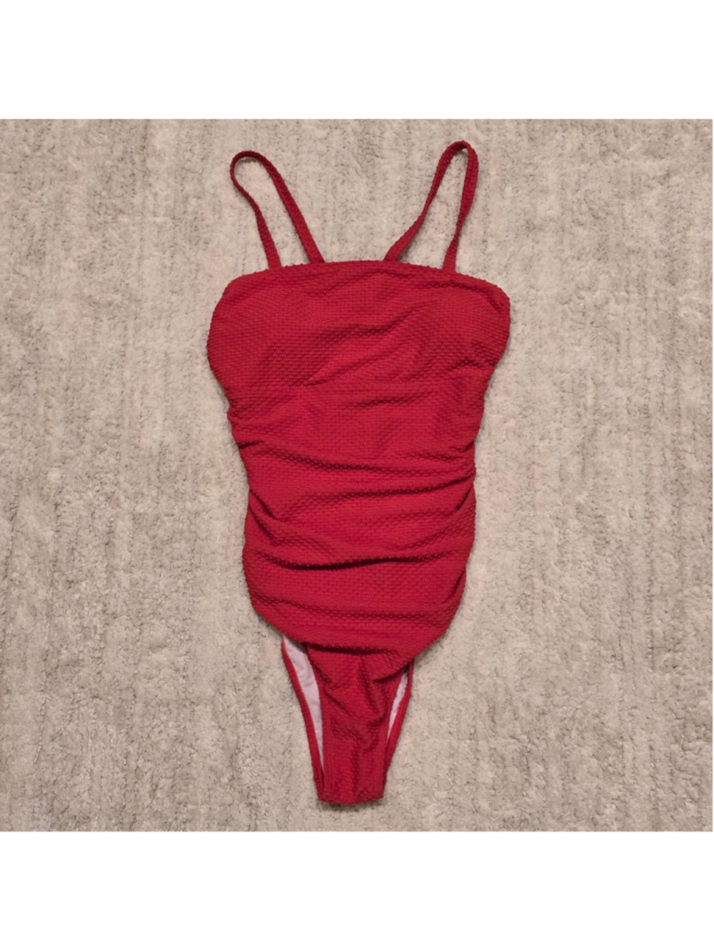 Women's Unbranded Red Textured One-Piece Swimsuit Size S - Picture 4 of 6